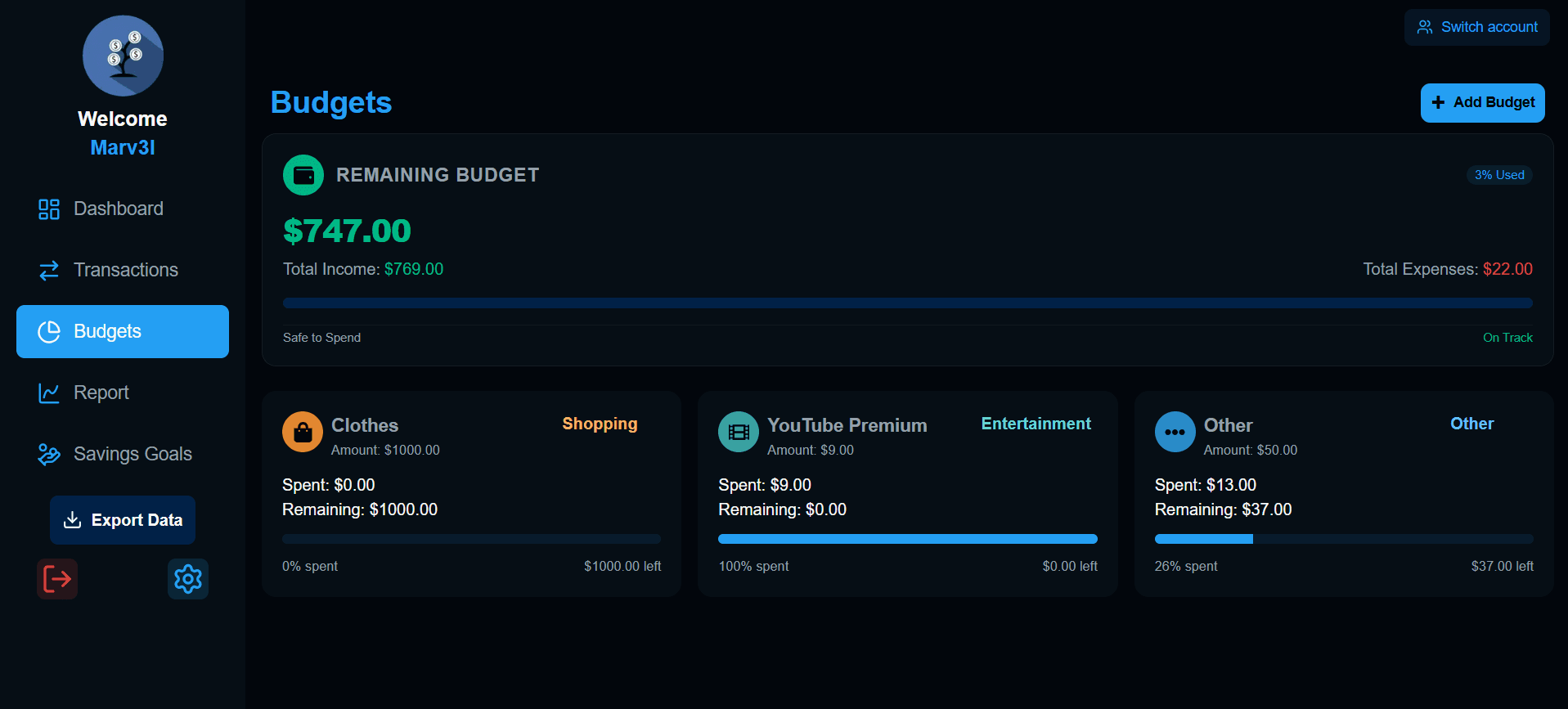 4. Manage Budget Categories