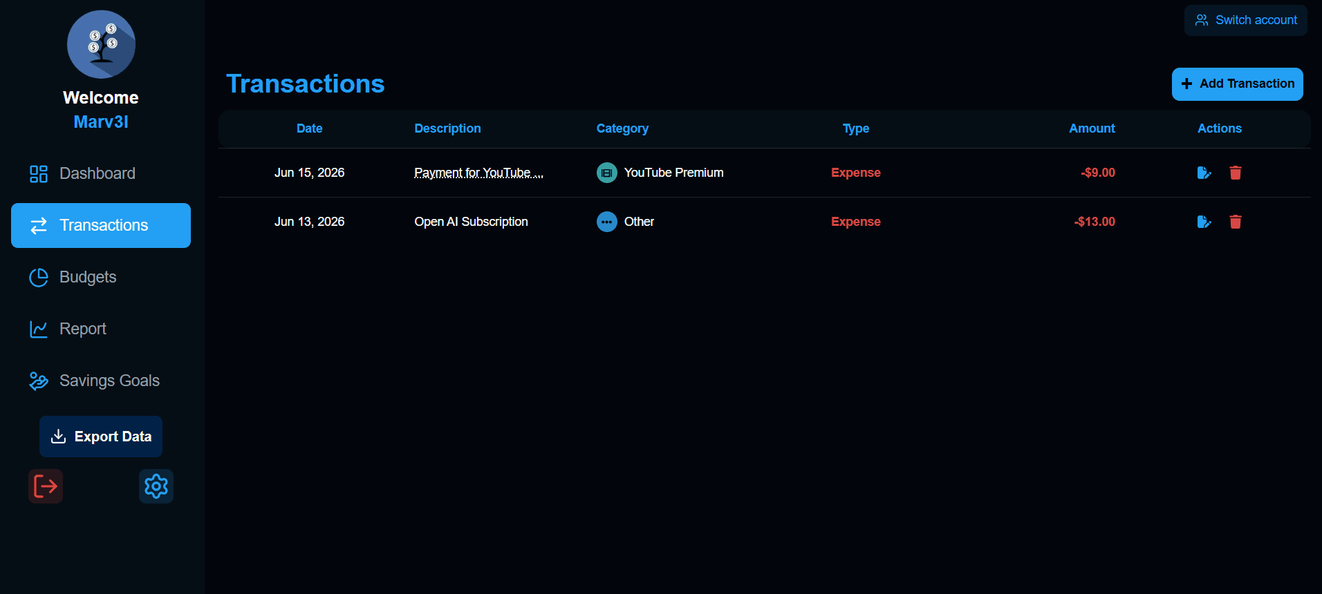 2. Review Transaction History