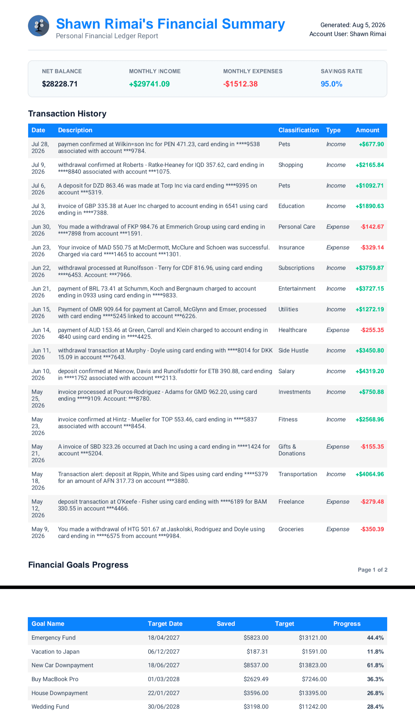 10. Export Statements & Reports
