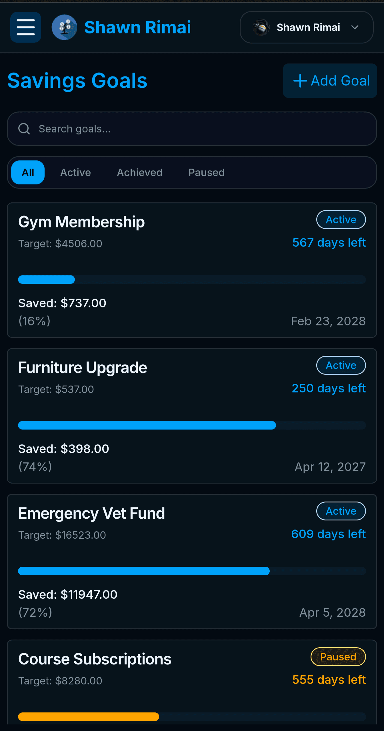 9. Track Savings Goals