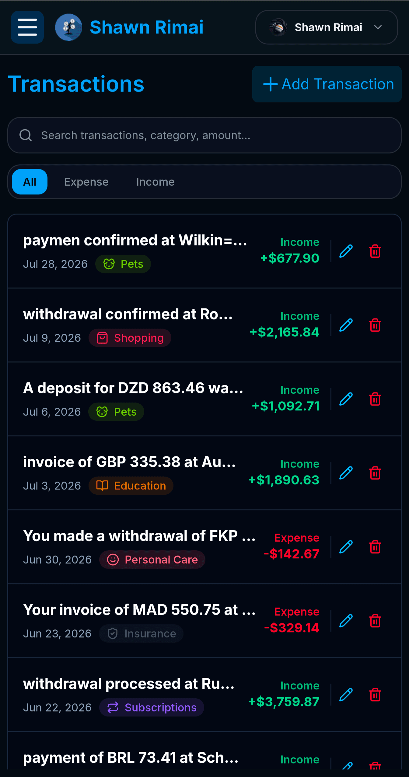 2. Review Transaction History